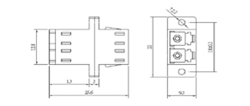 LC SMDX Adapter Asymmetric, with flange
